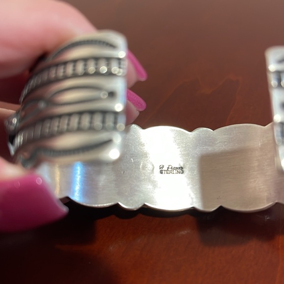 *Price Firm* Sterling Silver Lapis Lazuli Cuff by Navajo Happy Piasso - Picture 6 of 13